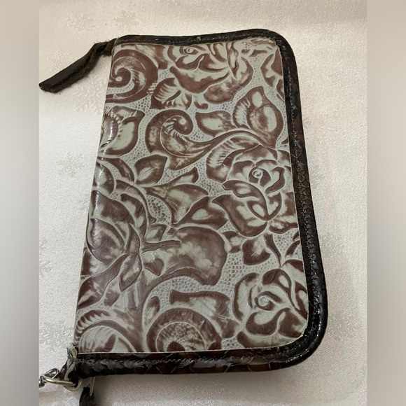 Double J Saddlery Turquoise / Brown Rose Leather Clutch Organizer C New Comments - Picture 7 of 10